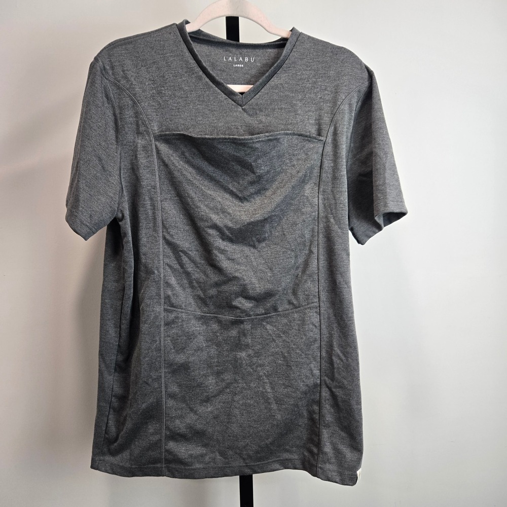 Lalabu Dad Shirt Mens Large Gray V-Neck Babywearing Pouch T-Shirt Gray